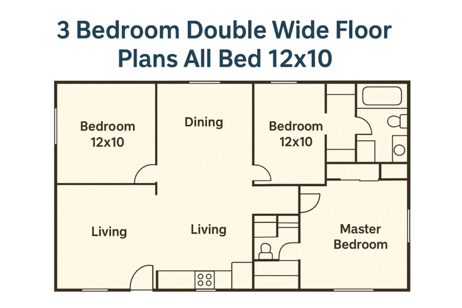 3 Bedroom Double Wide Floor Plans All Bed 12x10
